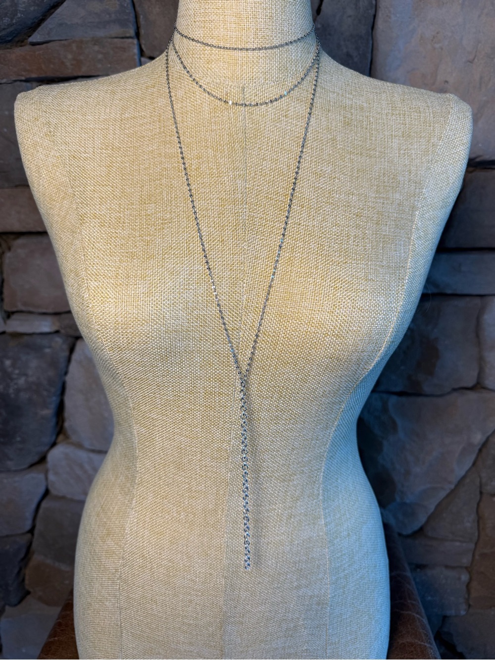 New🌟Free People-Silver Layered Lariat Necklace - Elegant Silver Drop Necklace